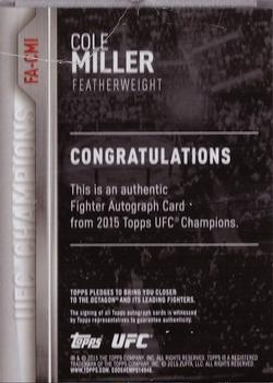 2015 Topps UFC Champions - Autographs #FA-CMI Cole Miller Back
