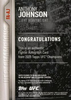 2015 Topps UFC Champions - Autographs #FA-AJ Anthony Johnson Back