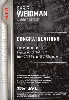 2015 Topps UFC Champions - Autographs #FA-CW Chris Weidman Back