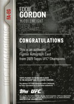 2015 Topps UFC Champions - Autographs #FA-EG Eddie Gordon Back