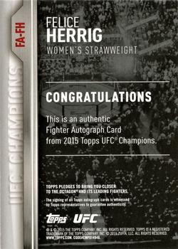2015 Topps UFC Champions - Autographs #FA-FH Felice Herrig Back