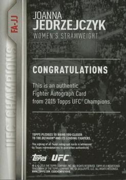 2015 Topps UFC Champions - Autographs #FA-JJ Joanna Jedrzejczyk Back