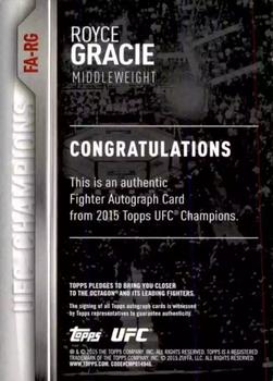 2015 Topps UFC Champions - Autographs #FA-RG Royce Gracie Back