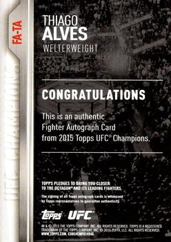 2015 Topps UFC Champions - Autographs #FA-TA Thiago Alves Back
