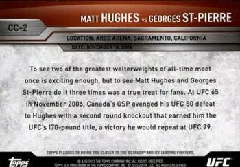 2015 Topps UFC Champions - Championship Clashes #CC-2 Georges St-Pierre / Matt Hughes Back