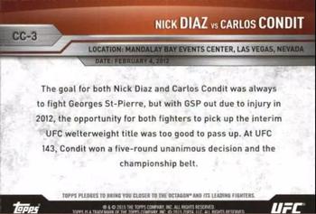 2015 Topps UFC Champions - Championship Clashes #CC-3 Carlos Condit / Nick Diaz Back