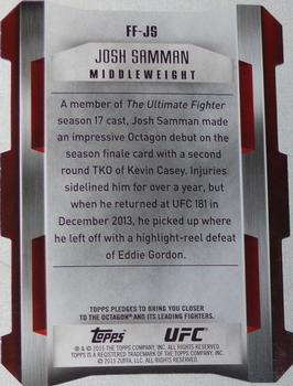 2015 Topps UFC Champions - Fighting's Future #FF-JS Josh Samman Back