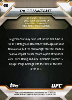 2016 Topps UFC Knockout #69 Paige VanZant Back