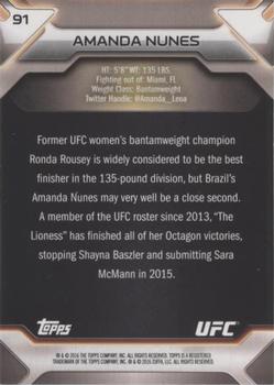 2016 Topps UFC Knockout #91 Amanda Nunes Back
