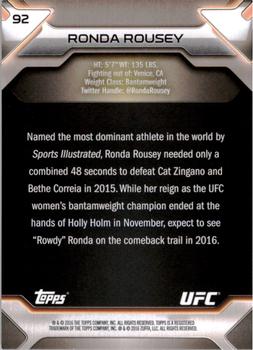 2016 Topps UFC Knockout #92 Ronda Rousey Back