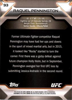 2016 Topps UFC Knockout #93 Raquel Pennington Back