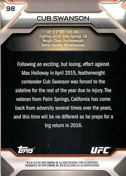 2016 Topps UFC Knockout #98 Cub Swanson Back