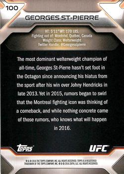 2016 Topps UFC Knockout #100 Georges St-Pierre Back
