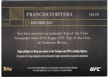 2016 Topps UFC Top of the Class #TCA-FR Francisco Rivera Back