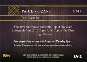 2016 Topps UFC Top of the Class #TCA-PV Paige VanZant Back
