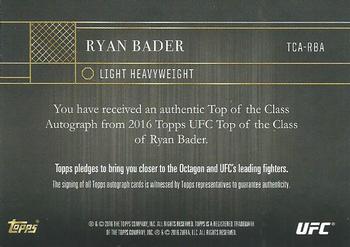 2016 Topps UFC Top of the Class #TCA-RBA Ryan Bader Back