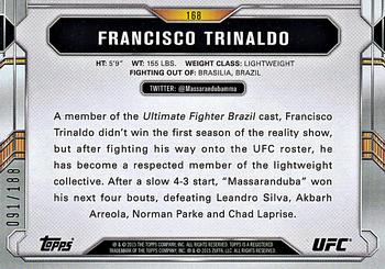 2015 Topps UFC Chronicles - Black and White #168 Francisco Trinaldo Back