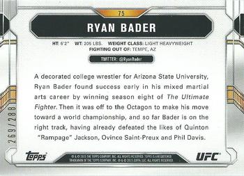 2015 Topps UFC Chronicles - Green #75 Ryan Bader Back