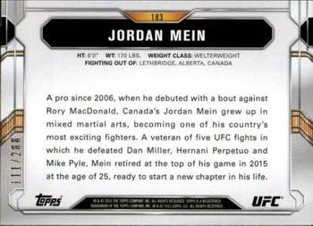 2015 Topps UFC Chronicles - Green #183 Jordan Mein Back