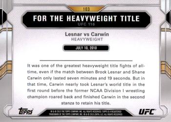 2015 Topps UFC Chronicles - Silver #103 Lesnar vs Carwin Back