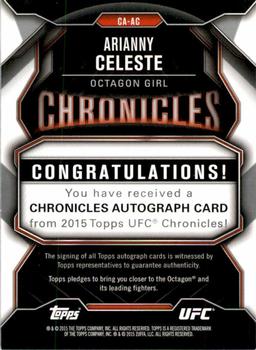 2015 Topps UFC Chronicles - Autographs #CA-AC Arianny Celeste Back