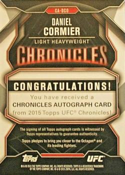 2015 Topps UFC Chronicles - Autographs #CA-DCO Daniel Cormier Back