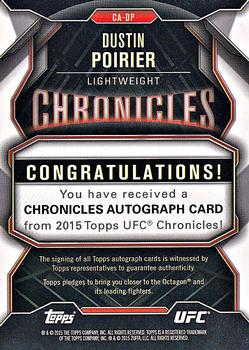 2015 Topps UFC Chronicles - Autographs #CA-DP Dustin Poirier Back