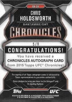 2015 Topps UFC Chronicles - Autographs Red #CA-CH Chris Holdsworth Back