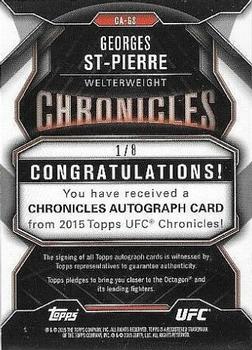 2015 Topps UFC Chronicles - Autographs Red #CA-GS Georges St-Pierre Back