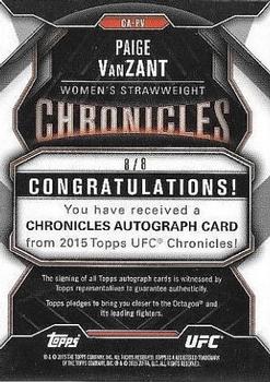 2015 Topps UFC Chronicles - Autographs Red #CA-PV Paige VanZant Back