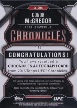 2015 Topps UFC Chronicles - Autographs Sepia #CA-CMC Conor McGregor Back