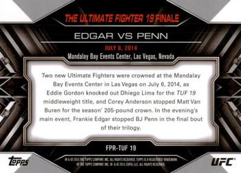 2015 Topps UFC Chronicles - Fight Poster Preview #FPR-TUF19 The Ultimate Fighter 19 Finale Back