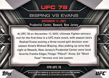 2015 Topps UFC Chronicles - Fight Poster Preview #FPR-UFC78 UFC 78 Back
