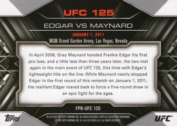2015 Topps UFC Chronicles - Fight Poster Preview #FPR-UFC125 UFC 125 Back