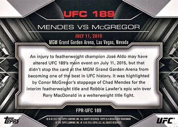 2015 Topps UFC Chronicles - Fight Poster Preview #FPR-UFC189 UFC 189 Back