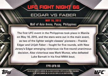 2015 Topps UFC Chronicles - Fight Poster Preview #FPR-UFN66 UFC Fight Night 66 Back