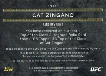 2016 Topps UFC Top of the Class - Autograph Relic #TCAR-CZ Cat Zingano Back