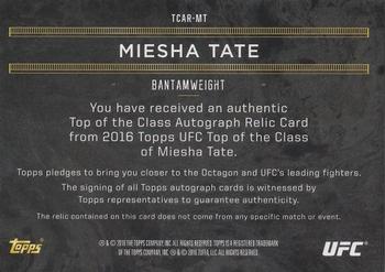 2016 Topps UFC Top of the Class - Autograph Relic #TCAR-MT Miesha Tate Back