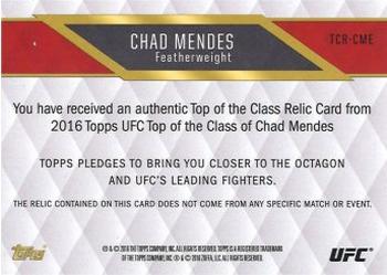 2016 Topps UFC Top of the Class - Relics #TCR-CME Chad Mendes Back
