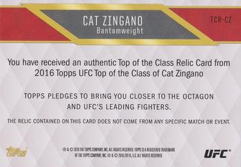 2016 Topps UFC Top of the Class - Relics #TCR-CZ Cat Zingano Back