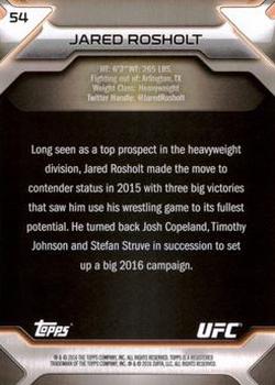 2016 Topps UFC Knockout - Silver #54 Jared Rosholt Back