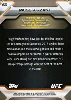2016 Topps UFC Knockout - Silver #69 Paige VanZant Back