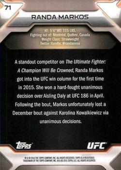 2016 Topps UFC Knockout - Silver #71 Randa Markos Back