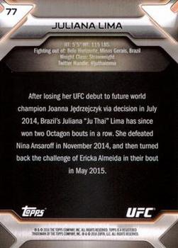 2016 Topps UFC Knockout - Silver #77 Juliana Lima Back