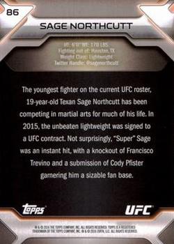 2016 Topps UFC Knockout - Silver #86 Sage Northcutt Back