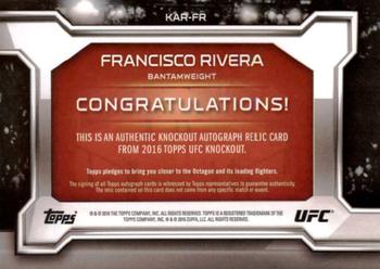 2016 Topps UFC Knockout - Autographed Relics #KAR-FR Francisco Rivera Back