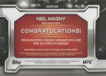 2016 Topps UFC Knockout - Autographed Relics #KAR-NM Neil Magny Back