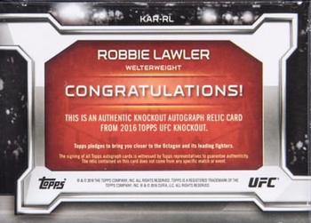 2016 Topps UFC Knockout - Autographed Relics #KAR-RL Robbie Lawler Back