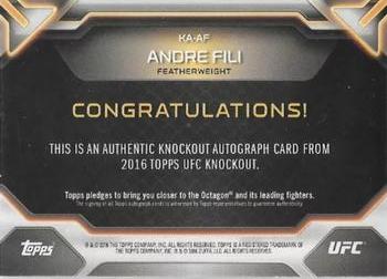 2016 Topps UFC Knockout - Autographs #KA-AF Andre Fili Back