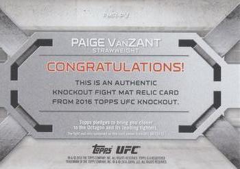 2016 Topps UFC Knockout - Fight Mat Relics Gold #FMR-PV Paige VanZant Back